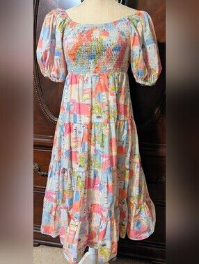 Ladies Size Medium -Countryside Balloon Sleeve Midi Dress From The Pants Store.